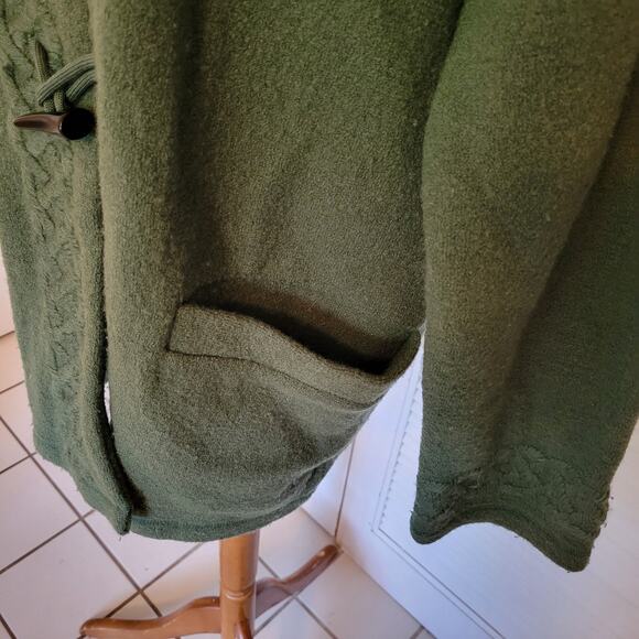 Connemara Vintage Green Wool Knit Unisex Mens Coat Embroidered Details - Picture 5 of 6
